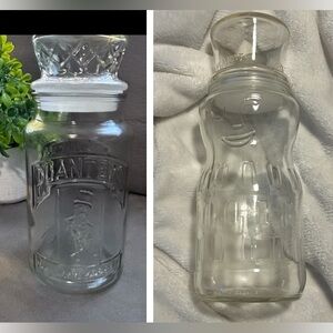 2 vintage  Mr Peanut Planters Glass Jar 75th Anniversary 1981 & 1991 HG004
